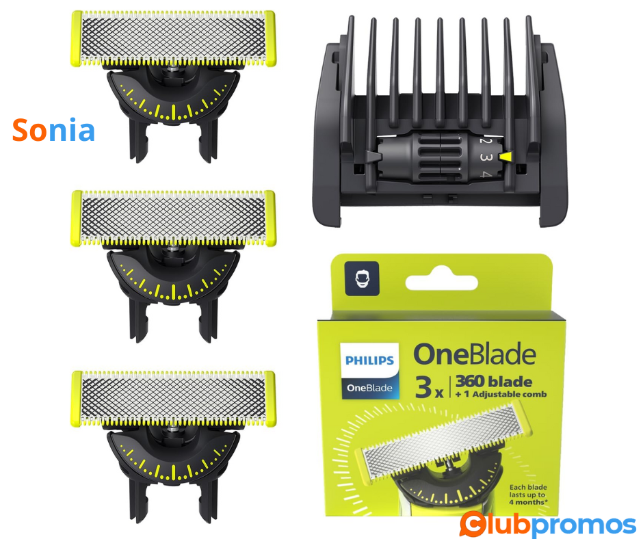 Bon Plan Amazon Lot de 3 lames de rechange + sabot réglable 5 en 1 Philips OneBlade 360, QP437...png