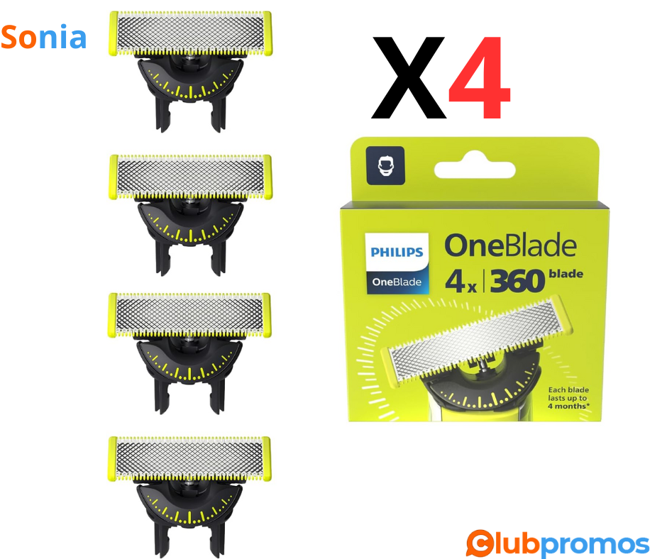 Bon Plan Amazon Lot de 4 Lames Philips Genuine OneBlade 360 (QP440 50) -.png