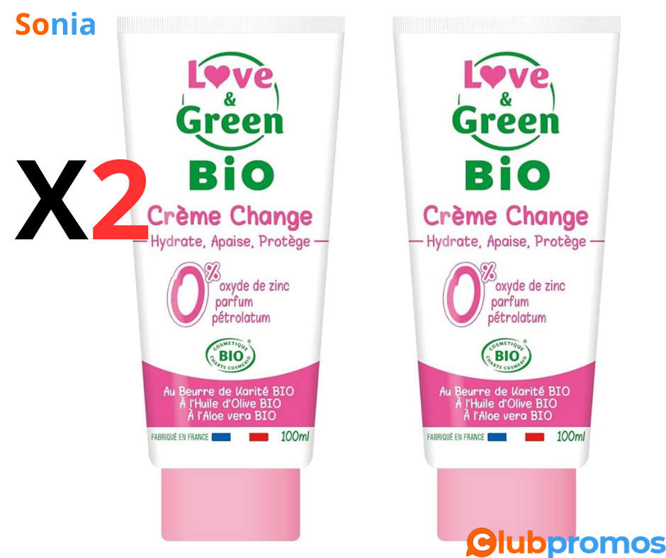 Bon Plan Amazon Love & Green - Crème change 100ml - Fabriqué en France (Lot de 2) .png