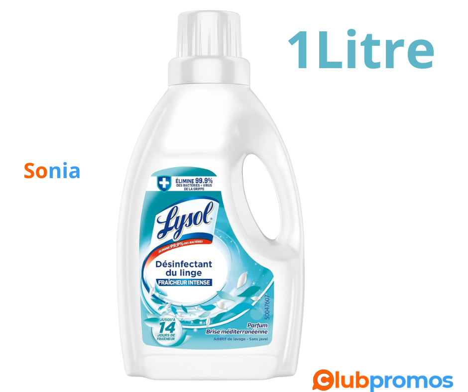 bon plan amazon Lysol Additif de lavage Désinfectant du linge Brise méditerranéenne 1L .png