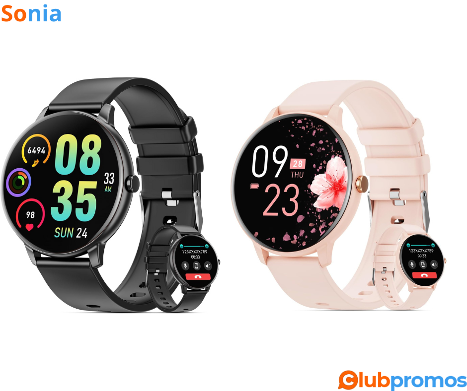 Bon plan Amazon Montre Connectée Homme Femme avec Appel Bluetooth à 11,79€ au lieu de 39,99€ s...png