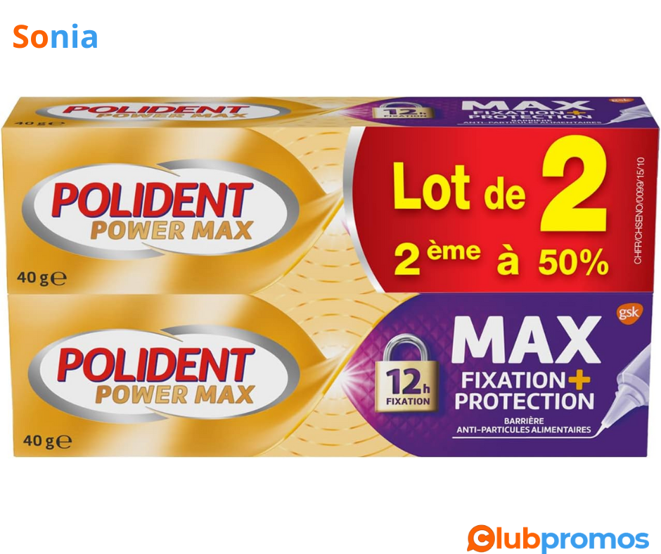 Bon Plan Amazon Polident Power Max Fixation + Protection 40G Lot De 2 .png