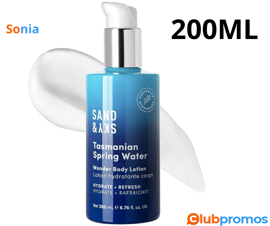 Bon Plan amazon Sand & Sky - Lotion hydratante pour le corps à l'eau de source de Tasmanie - a...png