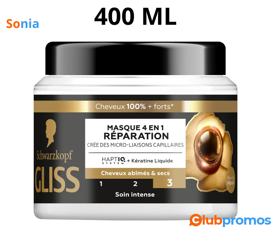 Bon Plan Amazon Schwarzkopf - GLISS - Masque 4en1 - Réparation - Kératine Liquide - Haptiq Sys...png