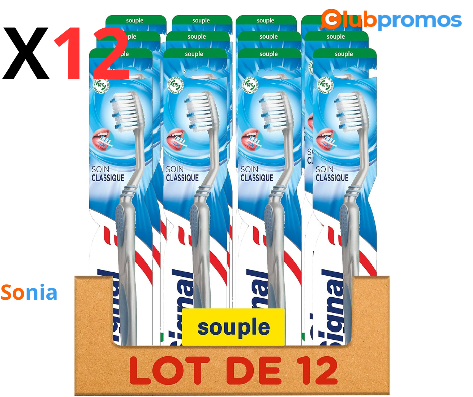 Bon Plan amazon SIGNAL Brosse à Dents x12 Souple, Soin Classique,Hygiène Bucco-Dentaire, Recyc...png