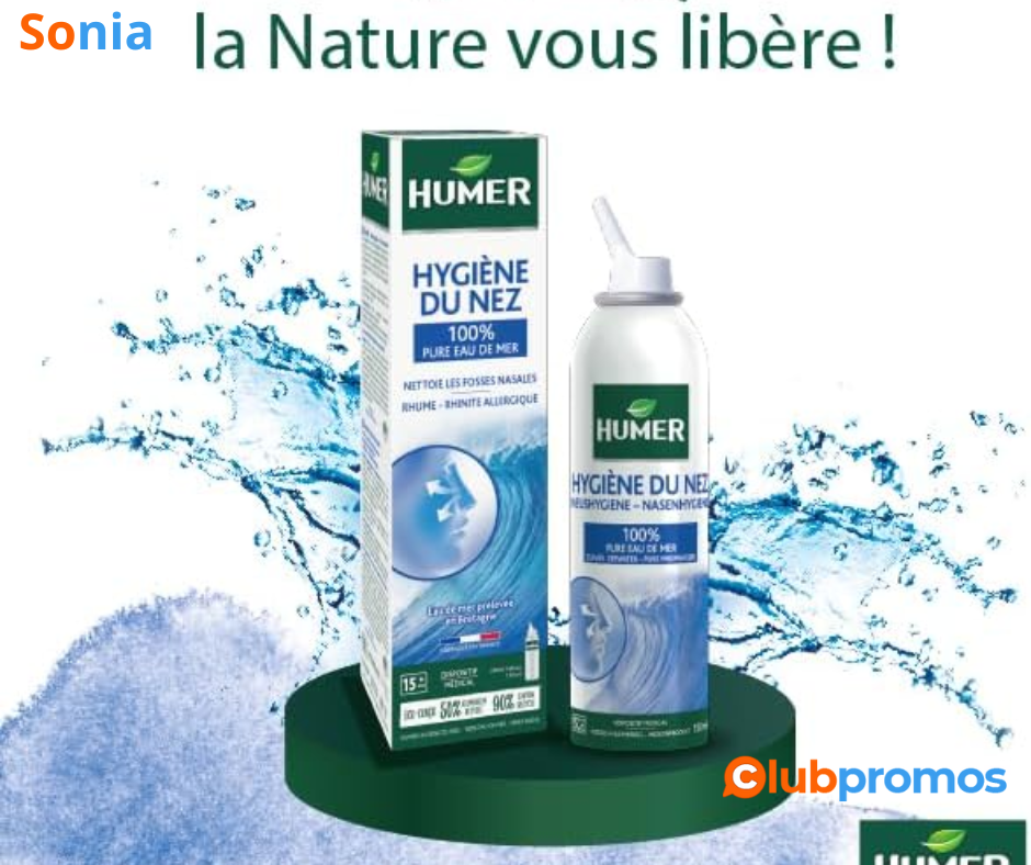 Bon plan amazon Spray nasal Hygiène du nez HUMER - Format familial, 100ml à 3,75€ sur Amazon.png