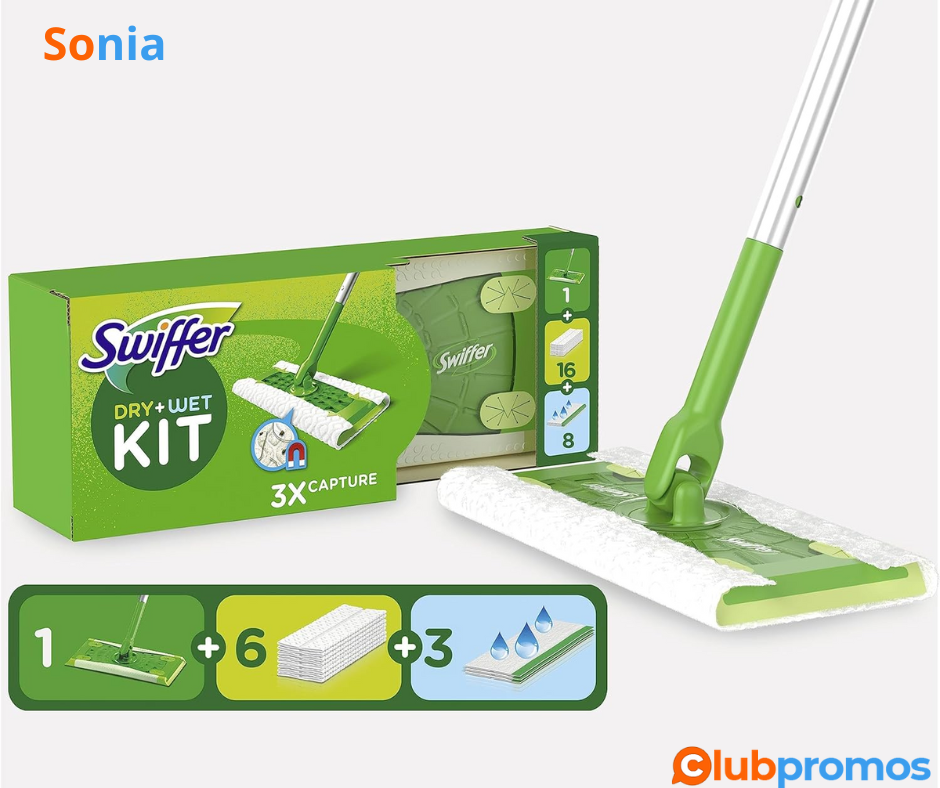 Bon plan Amazon Swiffer Kit Complet Balai, 1 Balais, 6 Lingettes Sèches et 3 Lingettes Humides...png