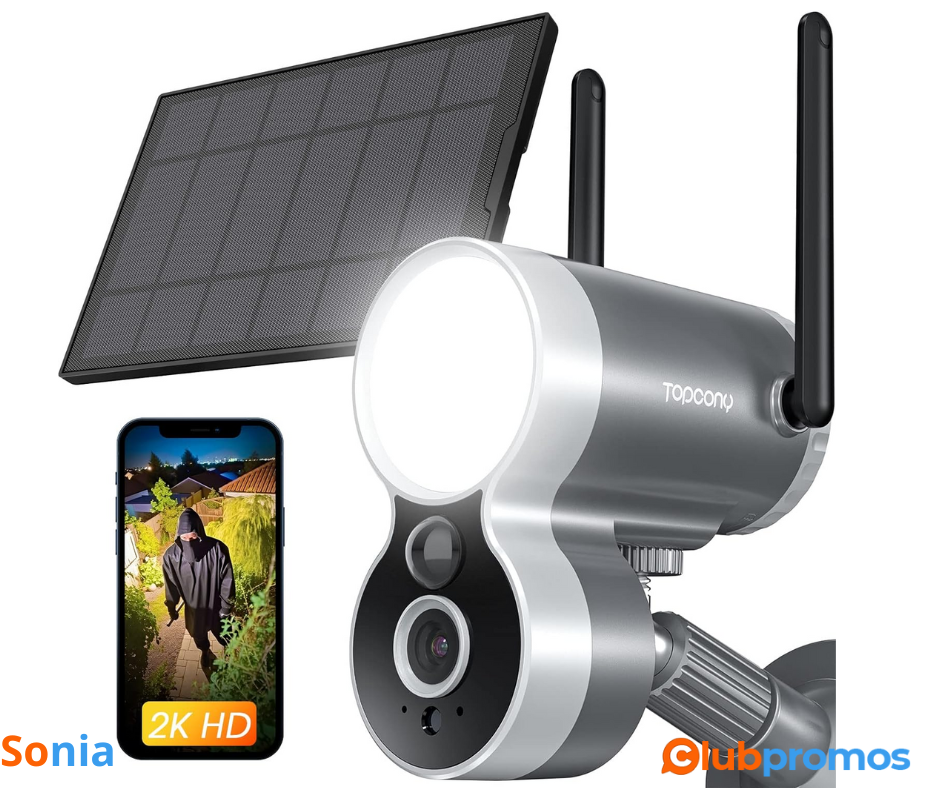 bon plan amazon Topcony 2K Caméra de Surveillance Extérieure avec Batterie Rechargeable, Camér...png