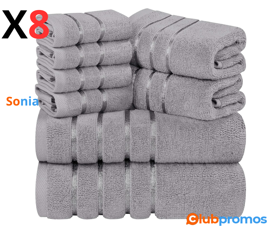 Bon Plan amazon Utopia Towels - Ensemble de 8 Serviettes de Luxe 2 Serviettes de Bain 2 essuie...png