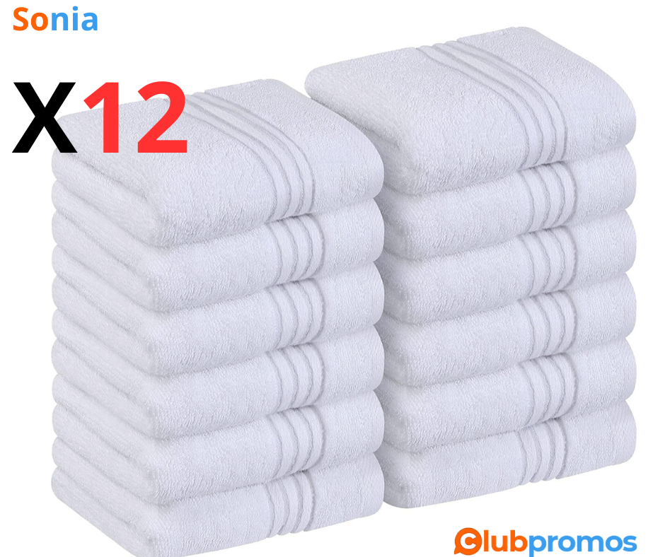 Bon plan amazon Utopia Towels - Lot de Serviettes de Luxe 30 x 30 CM Blanc - Serviettes de Toi...png