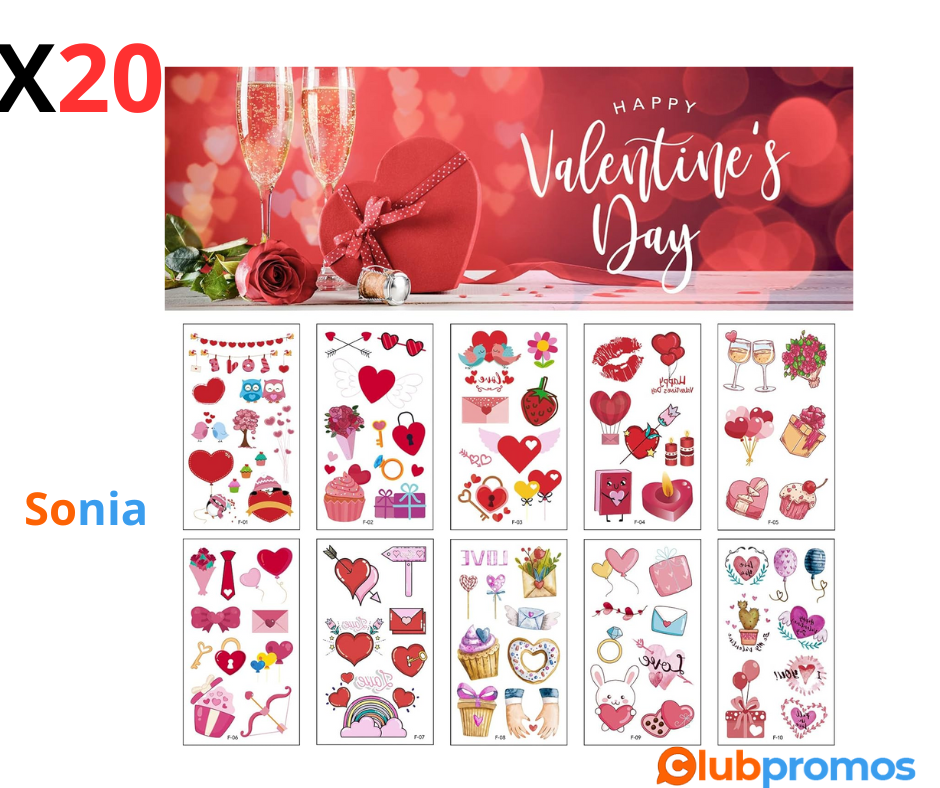 Bon Plan Amazon WANDIC Saint Valentin Tatouages Temporaires, 20 Feuilles Amour Couples Corps T...png