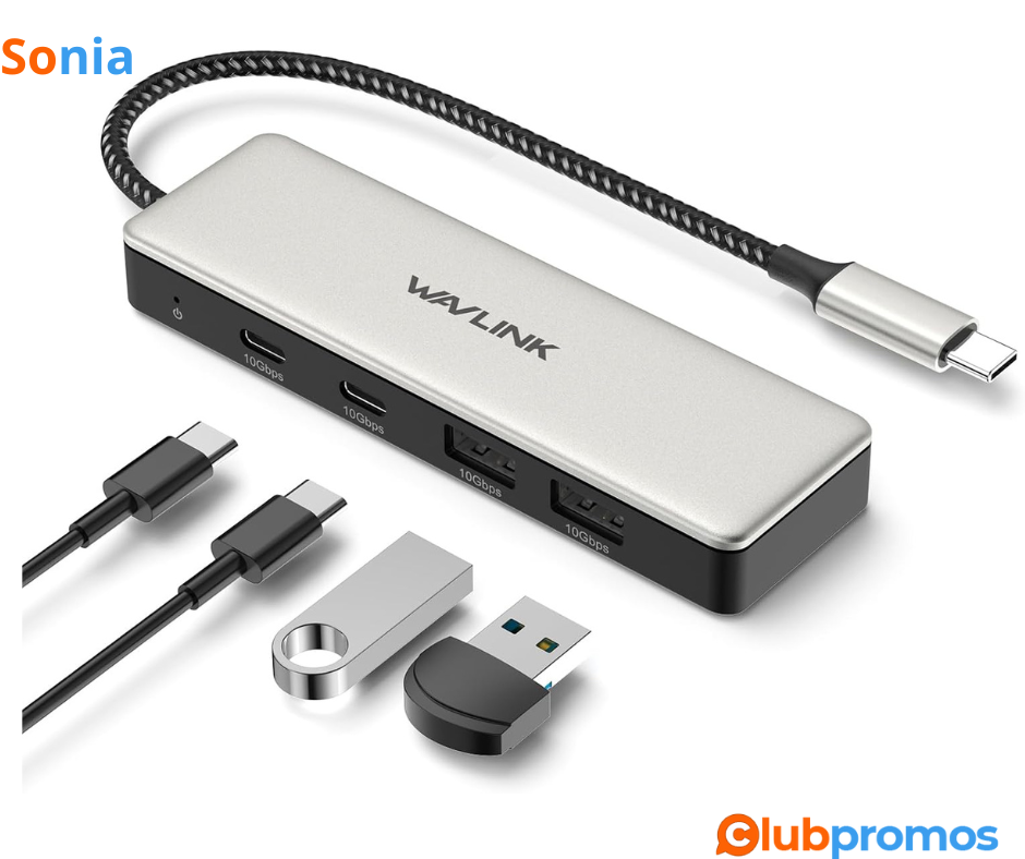 Bon Plan Amazon WAVLINK USB C 10 Gbps Hub, Splitter USB3.2 Gen2 à 4 Ports, USB C à 2 USB C 2 U...png