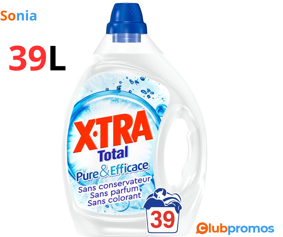 Bon Plan Amazon X•TRA Total Pure et Efficace – 39 Lavages (1.95L) – Lessive Liquide – Sans con...png