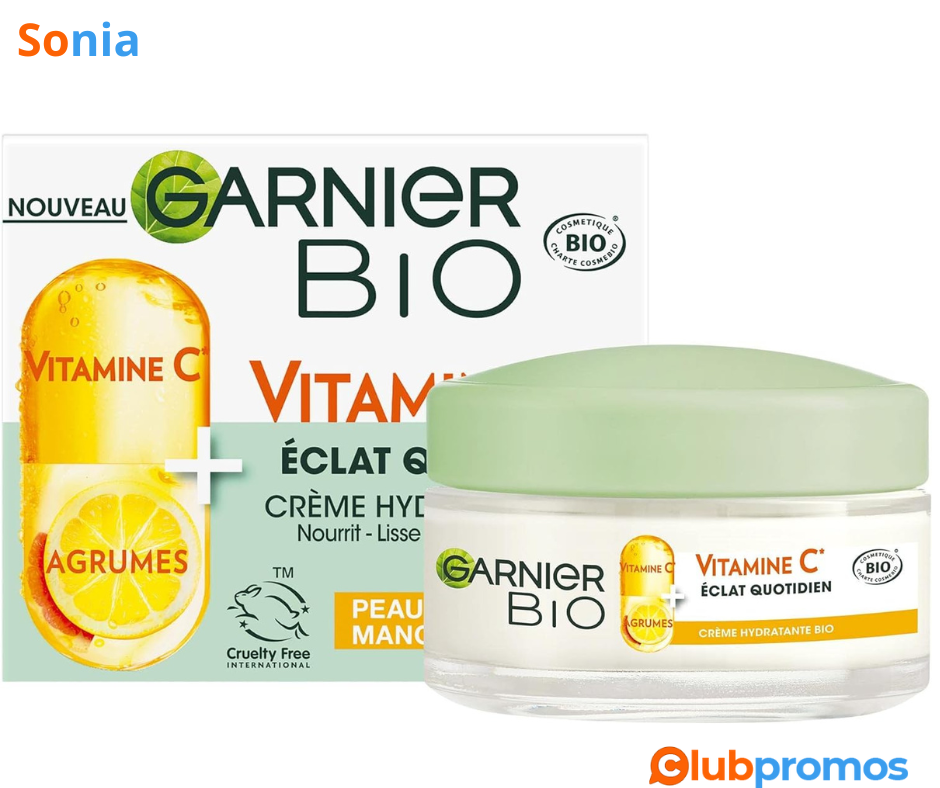 Bon plan AmazonGARNIER Skin Active - Crème Hydratante Bio - Hydratation & Éclat - Nourrit, Lis...png