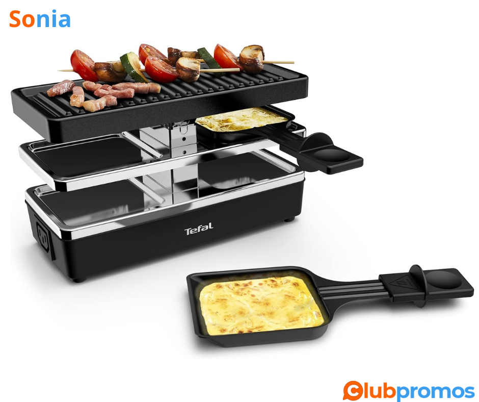 Bon Plan Appareil à raclette Frill TEFAL 2 personnes, modulable Plug & Share YY5249FB, Noir à ...png