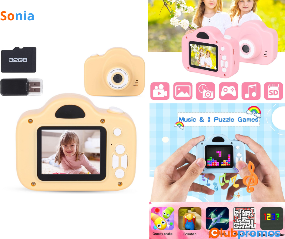 Bon Plan Appareil Photo Enfants, 2.0 Numérique, HD 1080P Caméra Vidéo Selfie avec Carte SD 32G...png