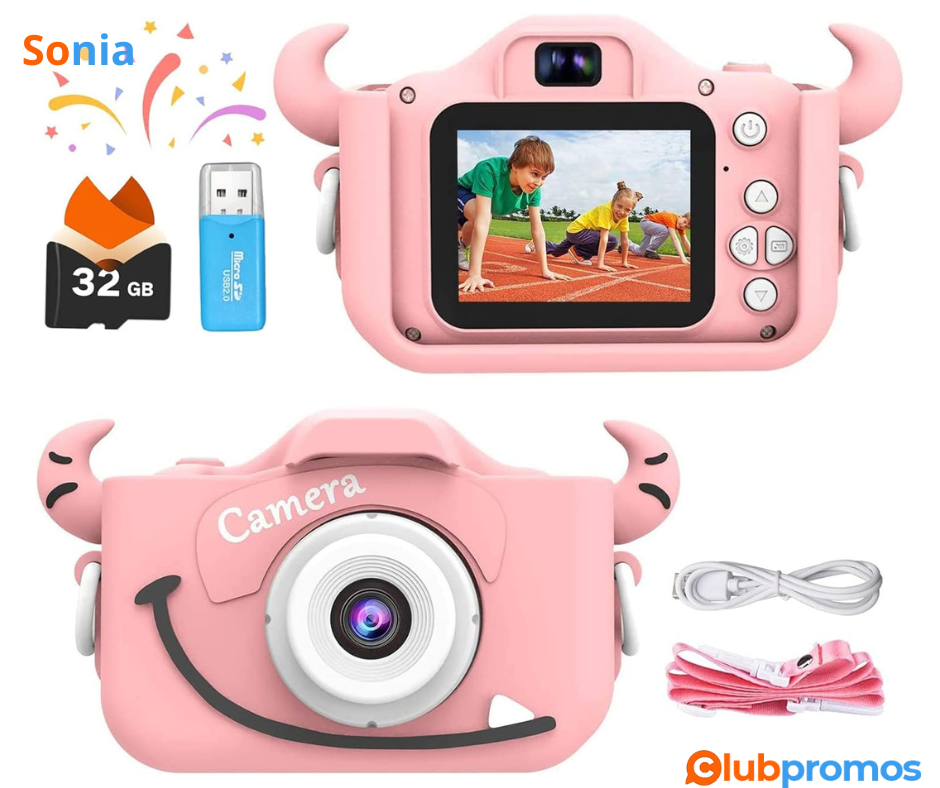 Bon Plan Appareil photo numérique enfant Lonnalee 1080P, écran 2.0, carte SD 32Go – 12,90€ sur...png