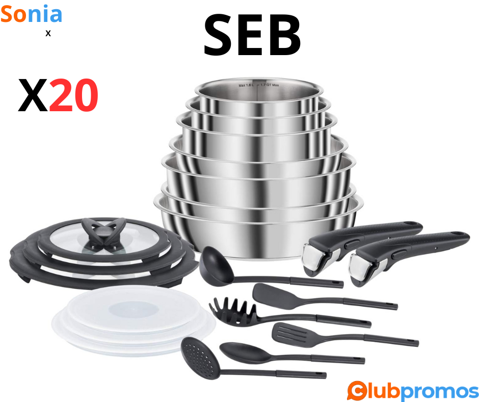 Bon Plan Batterie de Cuisine Seb Compact Inox 20 pièces à 109,99€ au lieu de 190€ sur Amazon.png