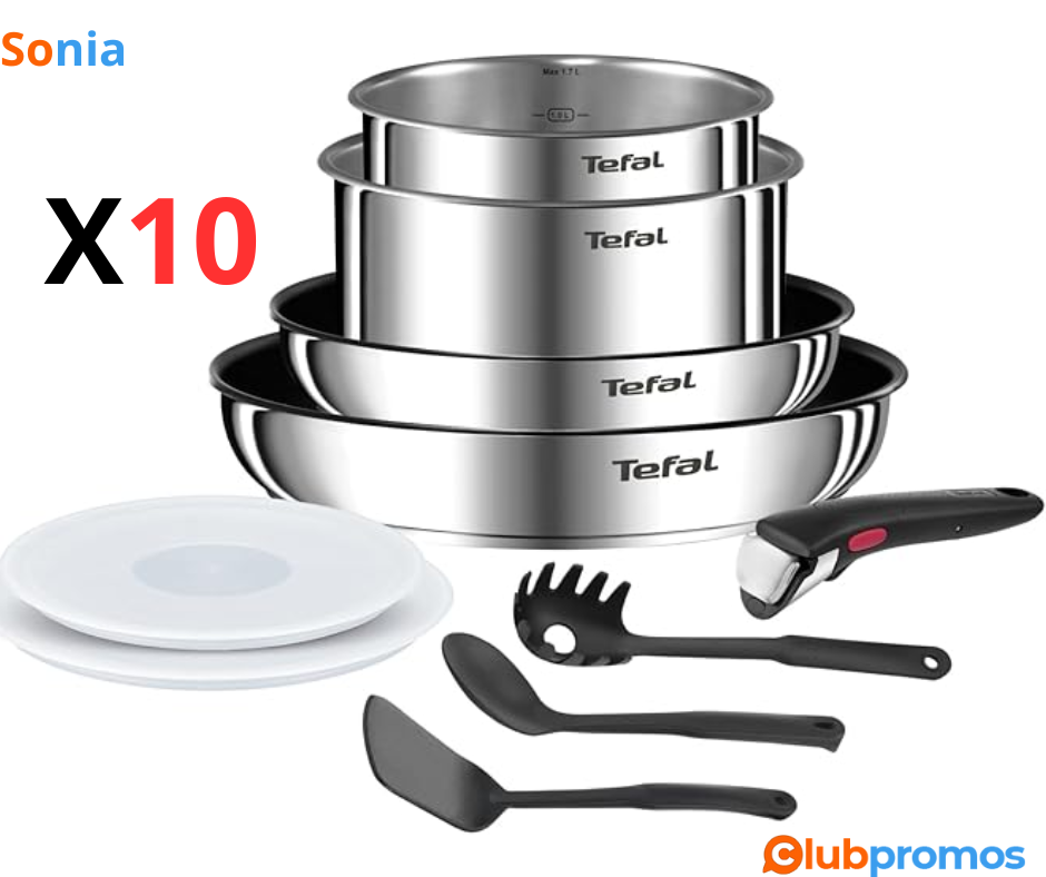 Bon Plan Batterie de cuisine Tefal Ingenio – 10 pièces, Acier Inoxydable Antiadhésif – 64,99€ ...png