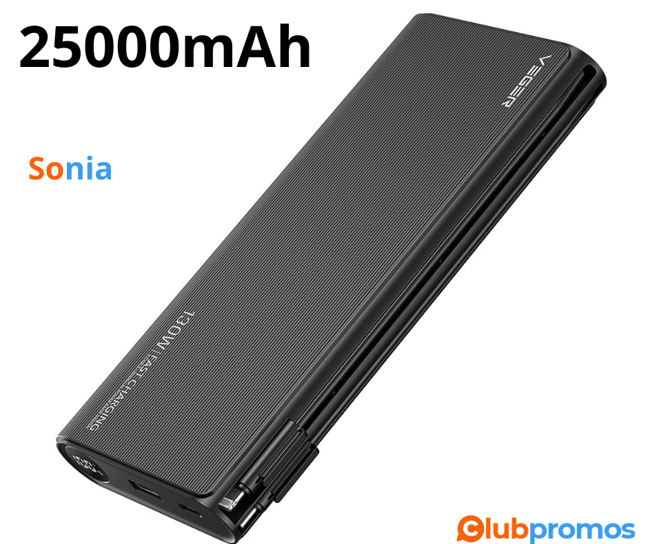 Bon Plan Batterie Externe VEGER 25000mAh 130W Power Bank à 27,99€ au lieu de 39,99€ sur Amazon.png