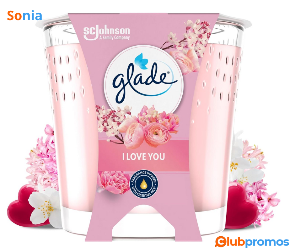 Bon Plan Bougie Glade I Love You Vegan, Parfum Infusé Huiles Essentielles - Nouvelle Formule S...png