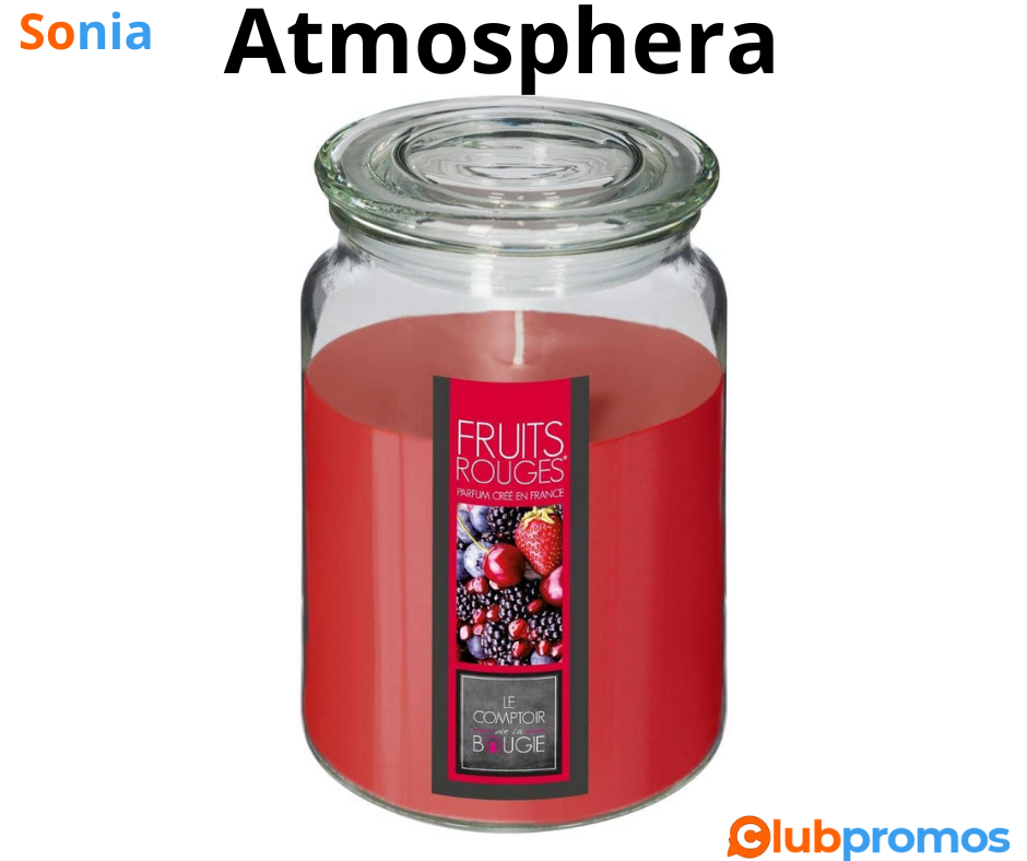 Bon Plan Bougie parfumée Atmosphera - fruits rouges - 510g 5,99€ au ieu de 12,90€ sur Amazon..png