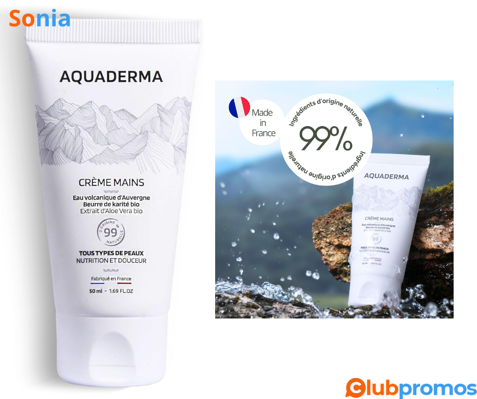 Bon Plan Crème Mains Aquaderma Beurre de Karité & Aloe Vera BIO 50ml à 5,90€ sur Amazon.png