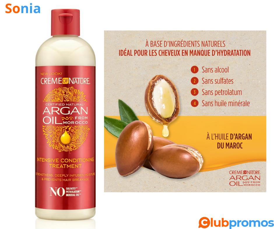 Bon Plan Creme of Nature Revlon - Après-Shampoing à l’Huile d’Argan du Maroc - Soin des Cheveu...png