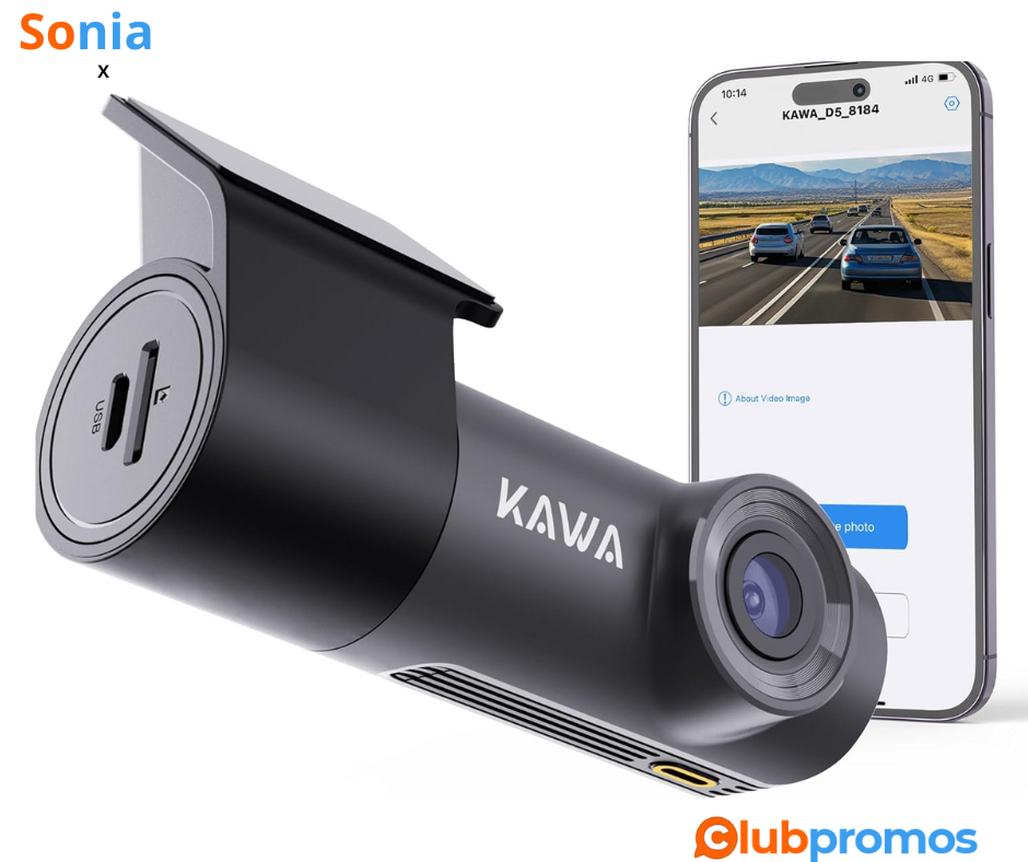 Bon Plan Dashcam Voiture Kawa, 1296p, avant WiFi, Vision Nocturne, Corps Rotatif à 360°, 29,99...png