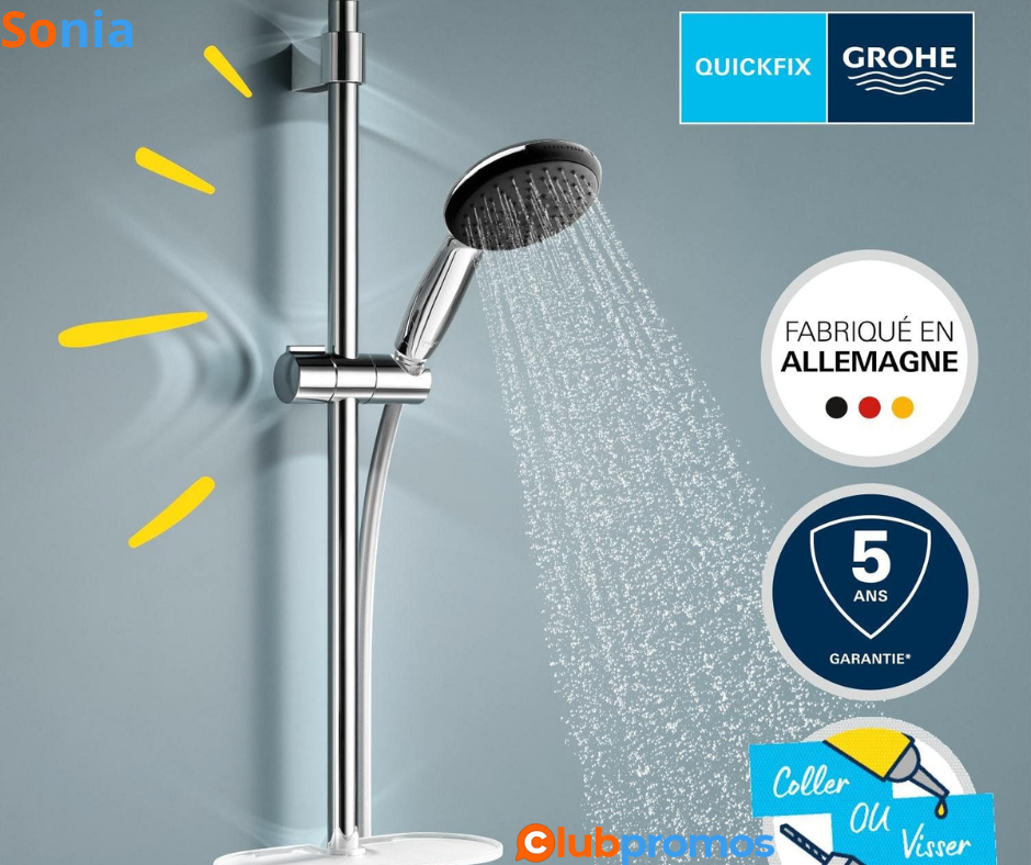 Bon Plan Ensemble de douche avec Douchette GROHE Vitalio Start 110 - 2 jets Pluie et Stimulant...png