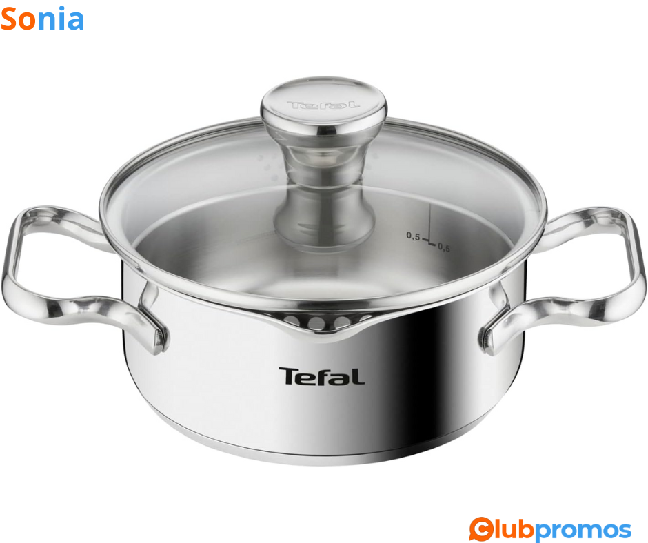 Bon Plan Faitout Tefal 16 cm, Induction, Couvercle filtrant en verre, Acier inoxydable 1810, G...png