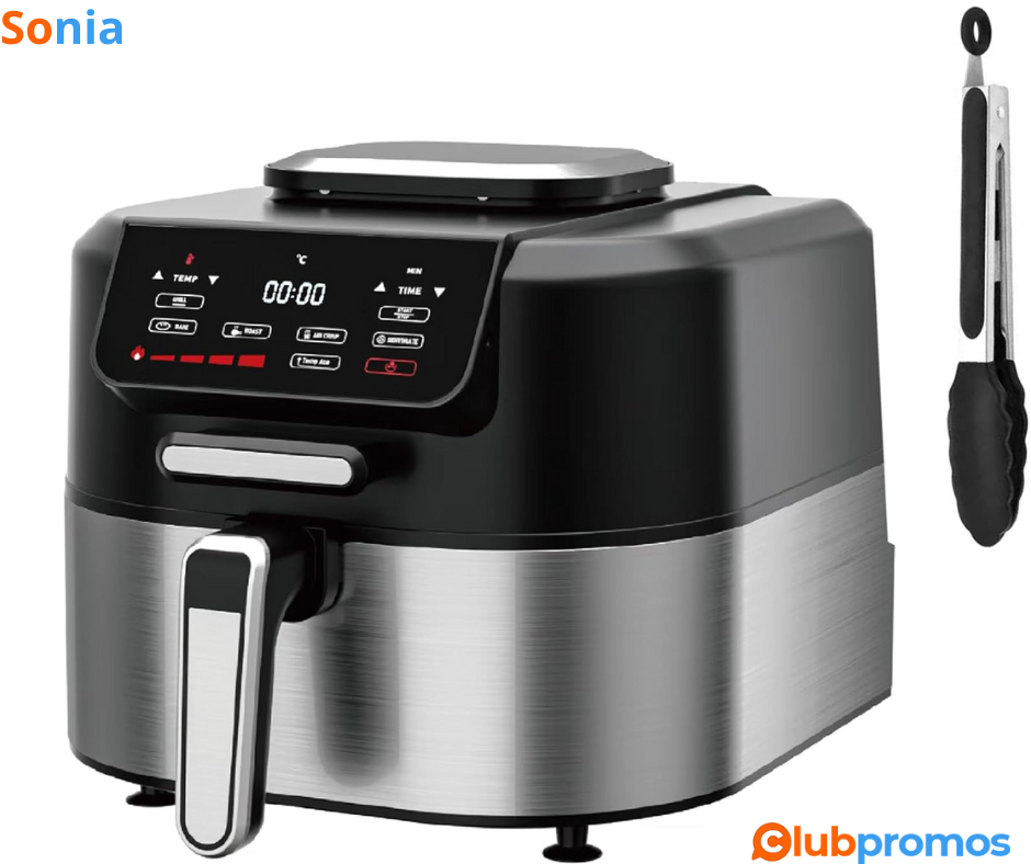 Bon Plan Friteuse sans huile Lellaluka – Airfryer 6L avec thermomètre intégré – 49,99€ au lieu...png