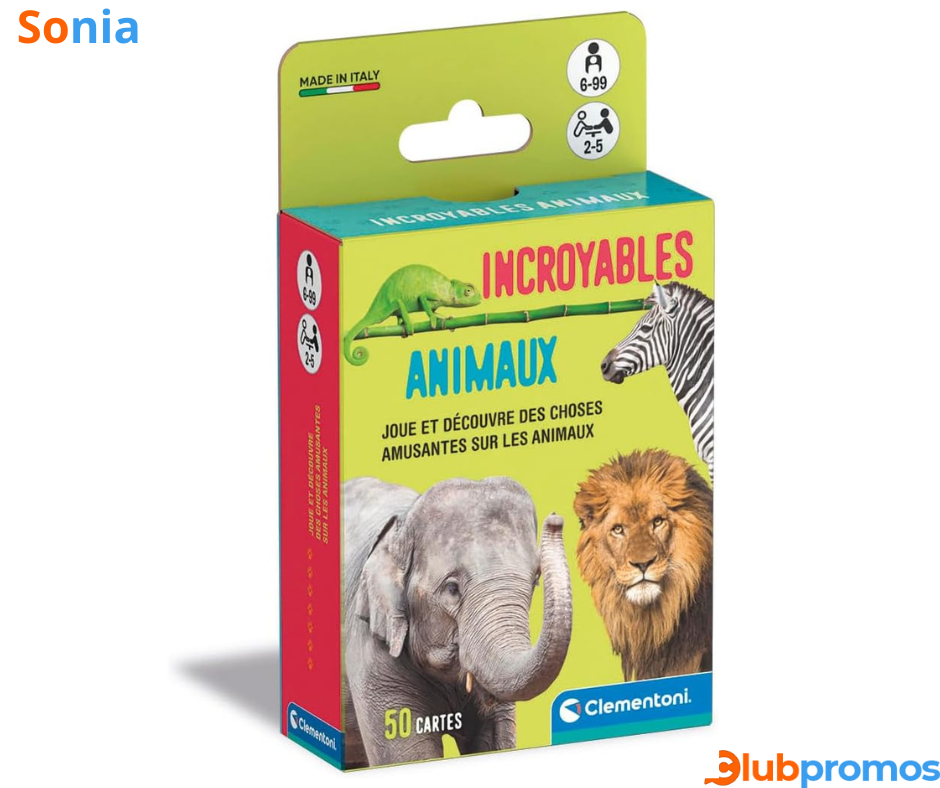 Bon Plan Incroyables Animaux - Jeu Clémentoni 50 Cartes 6 Ans - 2,99€ au lieu de 4,50€ sur Ama...png