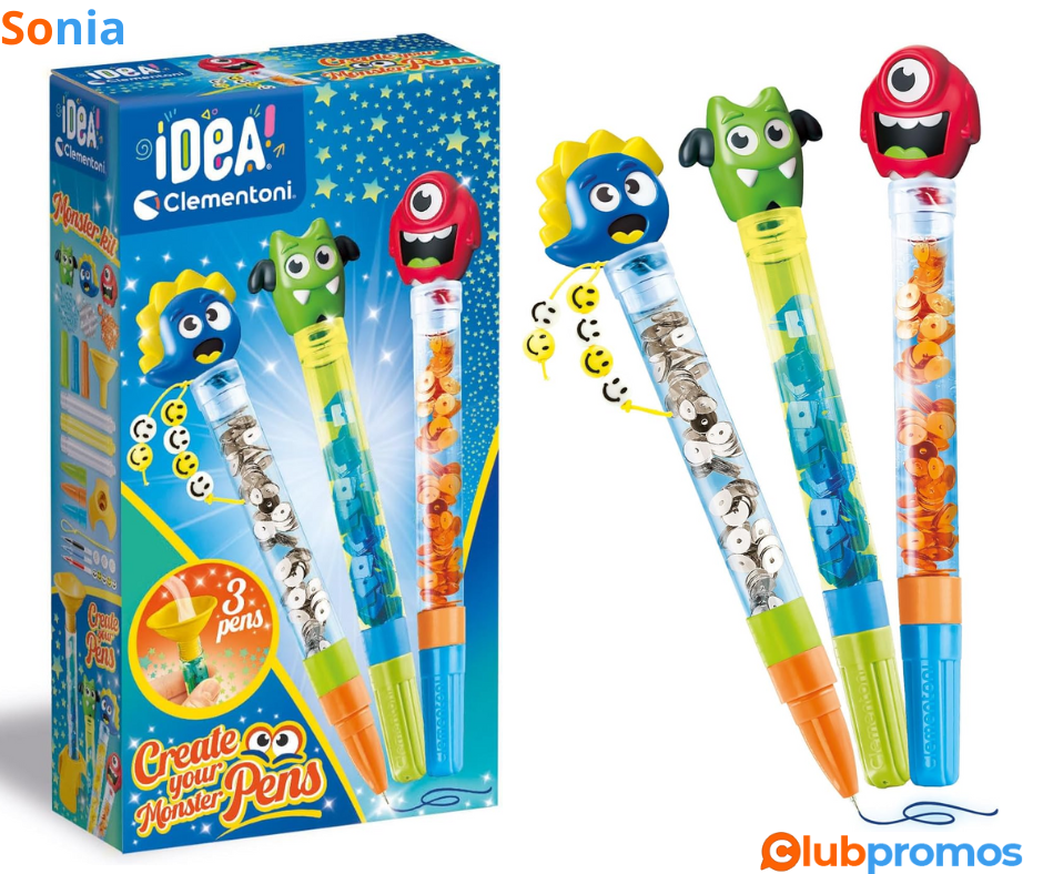 Bon Plan Jeu Crée tes stylos personnalisables Clementoni – Idée – Create Your Penso Monster – ...png