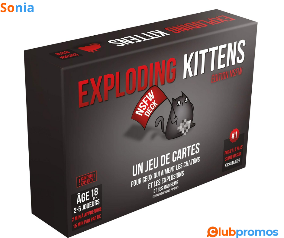 Bon Plan Jeu de société Exploding Kittens NSFW Edition à 12,92€ au lieu de 22€ sur Amazon.png