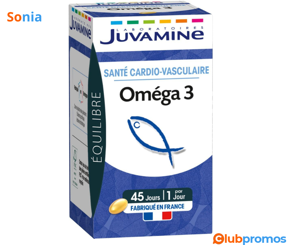 Bon Plan JUVAMINE - Oméga 3 Santé Cardio-Vasculaire 45 Capsules à 4,18 € sur Amazon.png