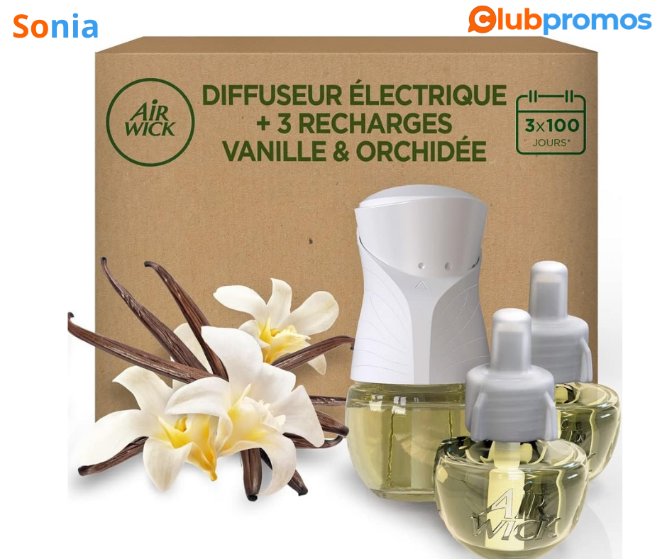 Bon Plan Kit Diffuseur Air Wick + 3 recharges, Vanille & Orchidée à 9,51€ sur Amazon.png