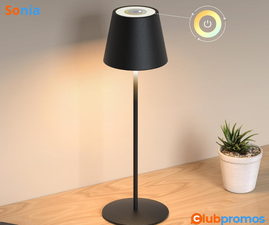 Bon Plan Lampe de Table Sans Fil FUYO - Dimmable, Rechargeable, IP54 Étanche - 12,35€ au lieu ...png