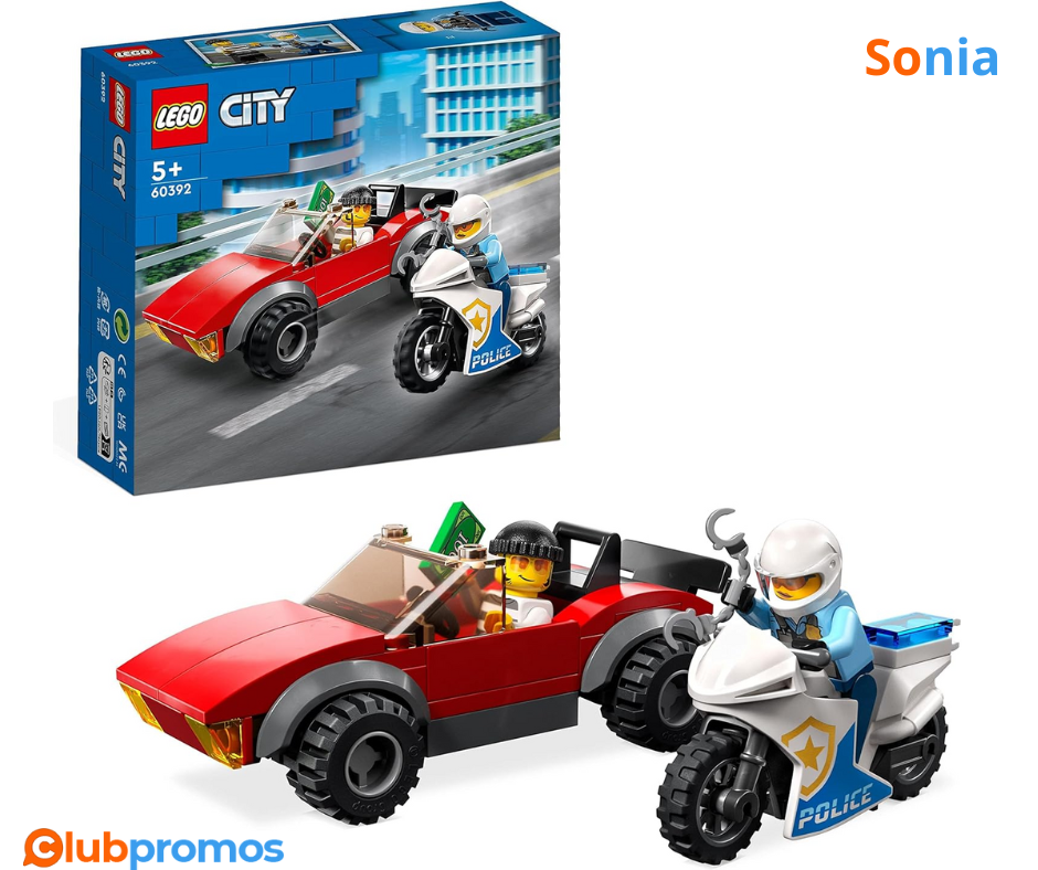 Bon Plan LEGO 60392 City La Course-Poursuite De La Moto De Police à 5,20€ au lieu de 9,99€ sur...png