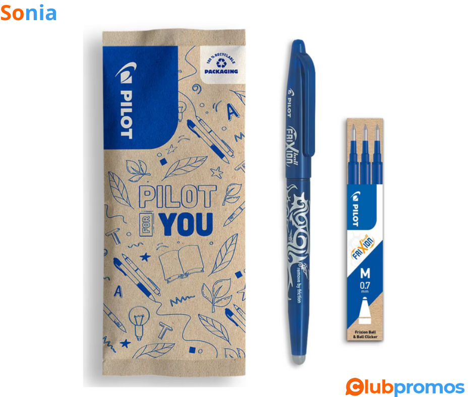 Bon Plan Lot d'1 Stylo effaçable à encre thermosensible Frixion Ball Pilot + 1 set de 3 rechar...png