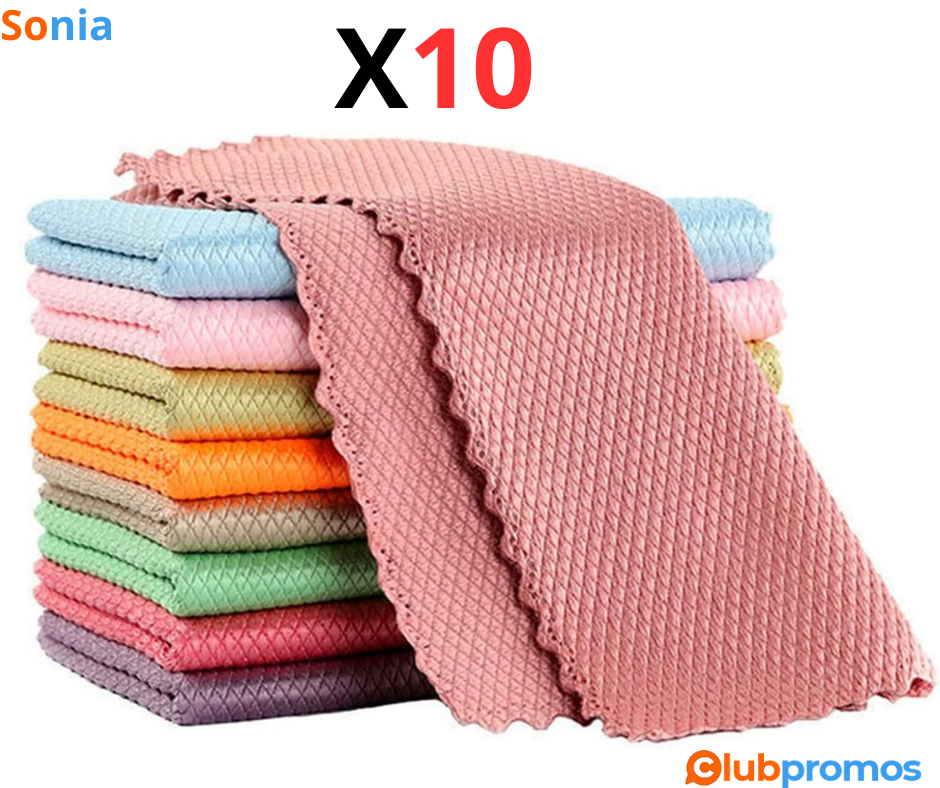 Bon Plan Lot de 10 Chiffons Microfibre non Pelucheux 25x25cm à 5,99€ sur Amazon.png