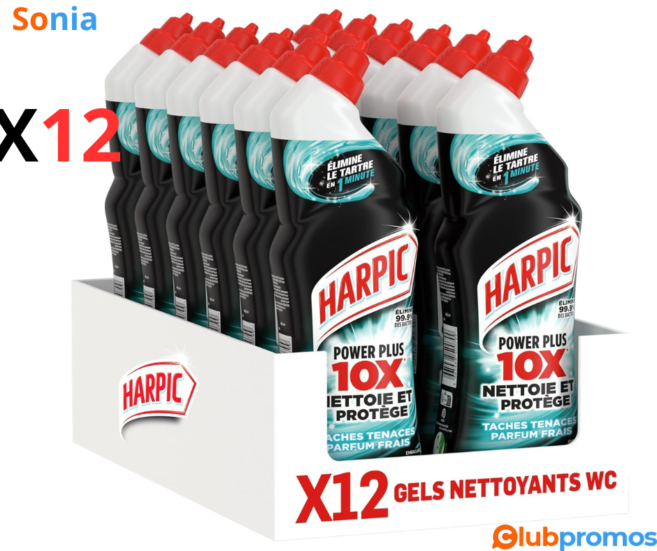 Bon Plan Lot de 12 Harpic Gel WC Power Plus nettoyant surpuissant taches tenaces à 16,97€ au l...png