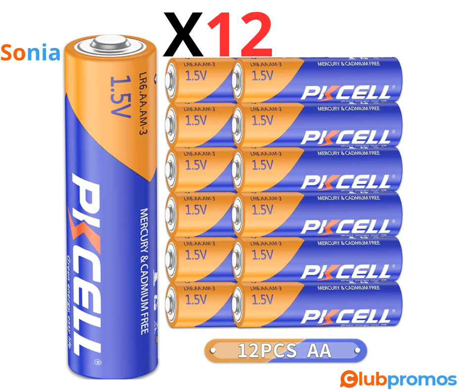 Bon Plan Lot de 12 Piles alcalines PKCELL AA LR6 1,5 V à 3,79€ sur Amazon.png