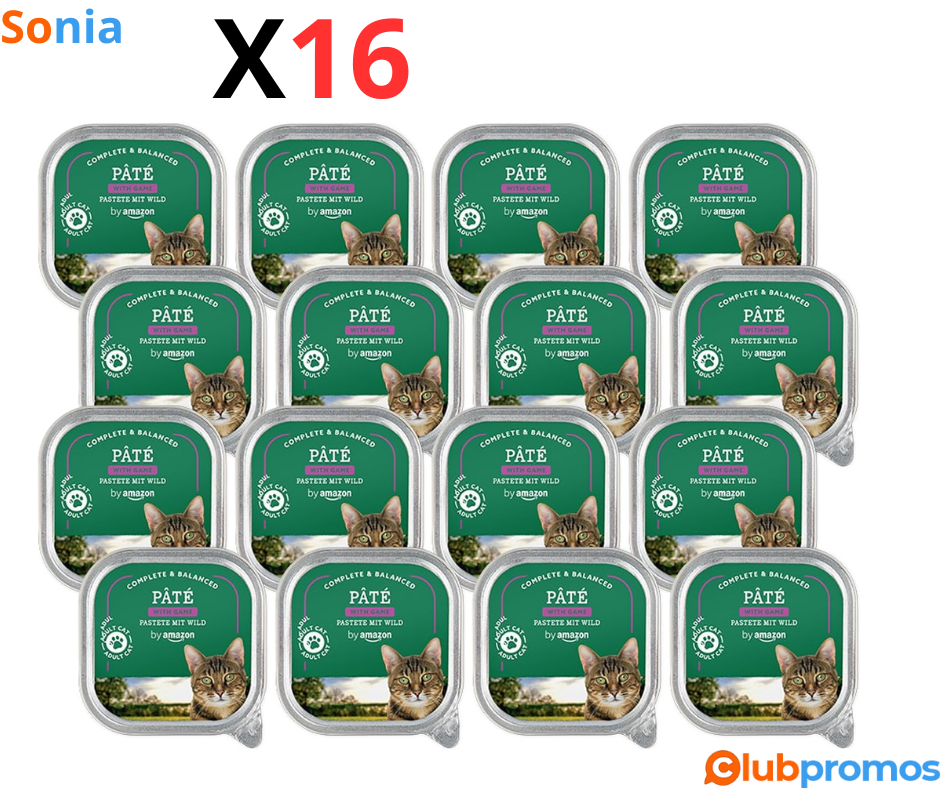 Bon Plan Lot de 16 paquets de nourriture pour chat, by Amazon - Pâtée au saumon, 100 g à 5,48€...png