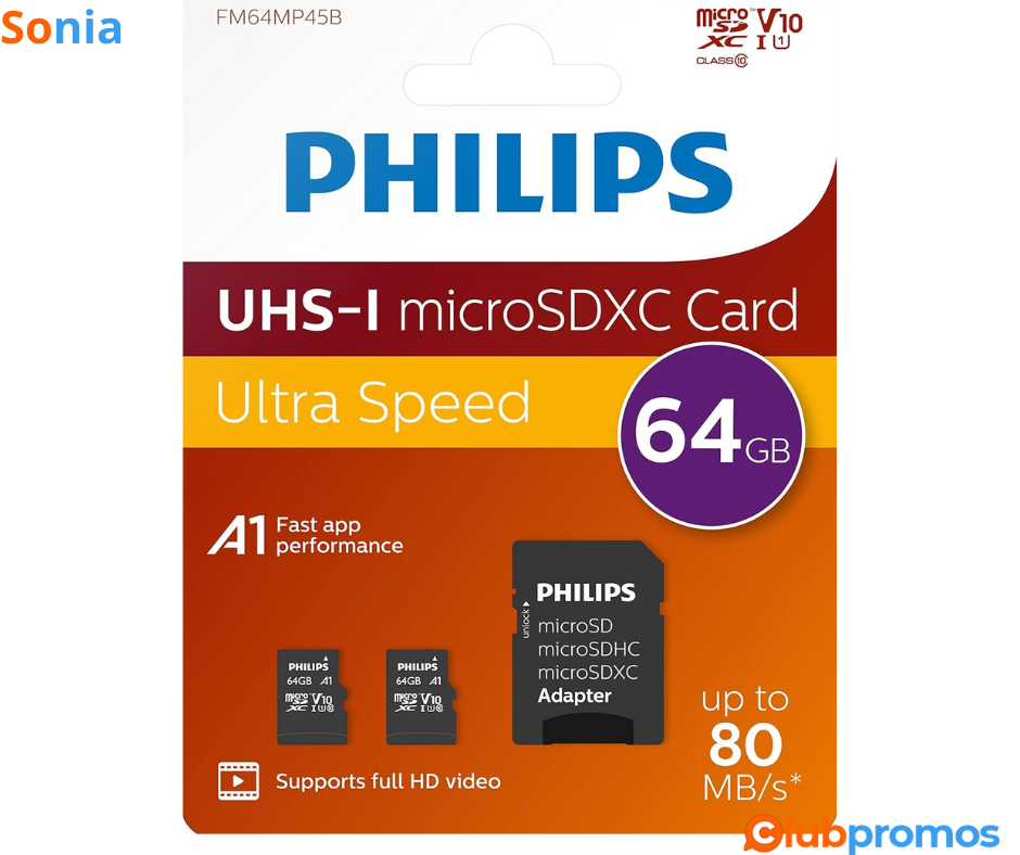 Bon Plan Lot de 2 cartes Micro SDXC 64 Go Philips Ultra Speed avec adaptateur à 11,99€ au lieu...png