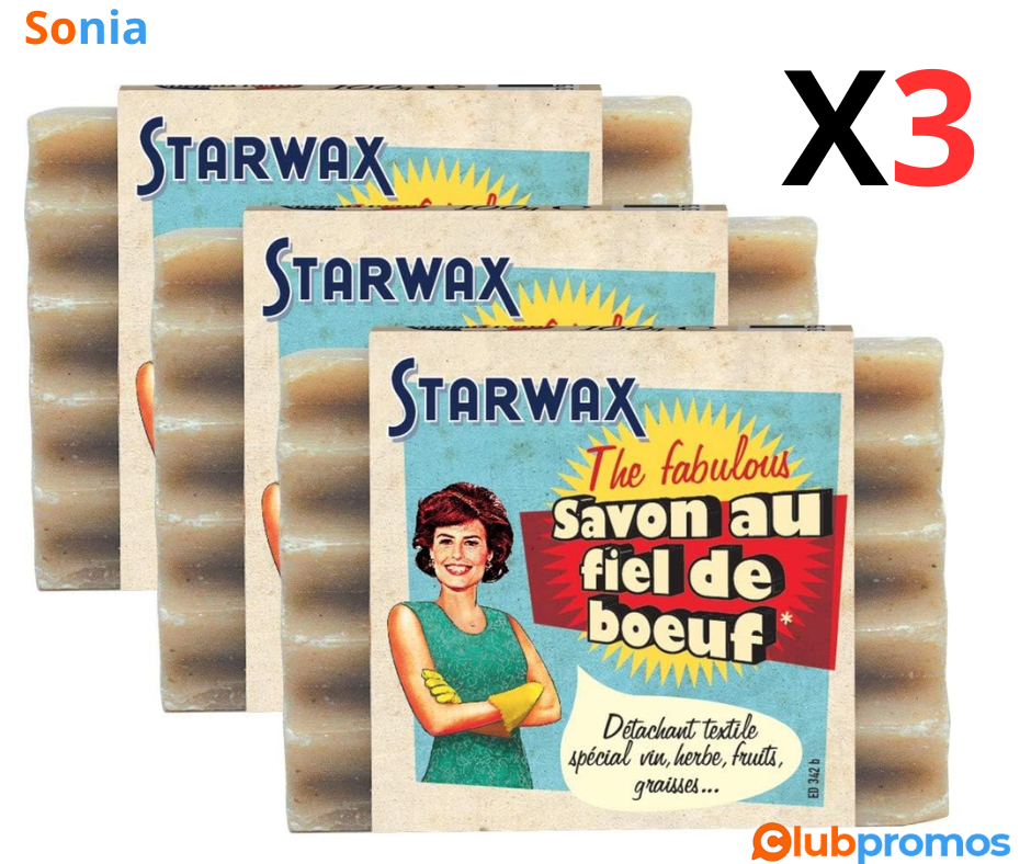 Bon Plan Lot de 3 Savons au Fiel de Boeuf Starwax Fabulous 100g à 5,70 € au lieu de 14,55 € su...png