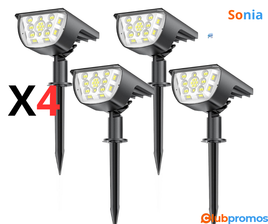 Bon Plan Lot de 4 Lampes solaires extérieur SIGRILLE IP65, 33 LED, blanc froid à 19,99€ sur Am...png