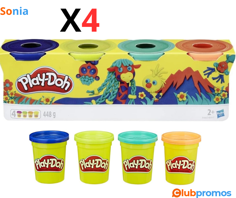 Bon Plan Lot de 4 Pots de Pâte à Modeler - Play-Doh – Couleurs Nature Intenses – 112 g chacun ...png