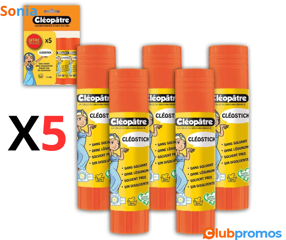 Bon Plan Lot de 5 bâtons de colle CLEOPATRE, CléoStick à 1,89€ sur Amazon.png