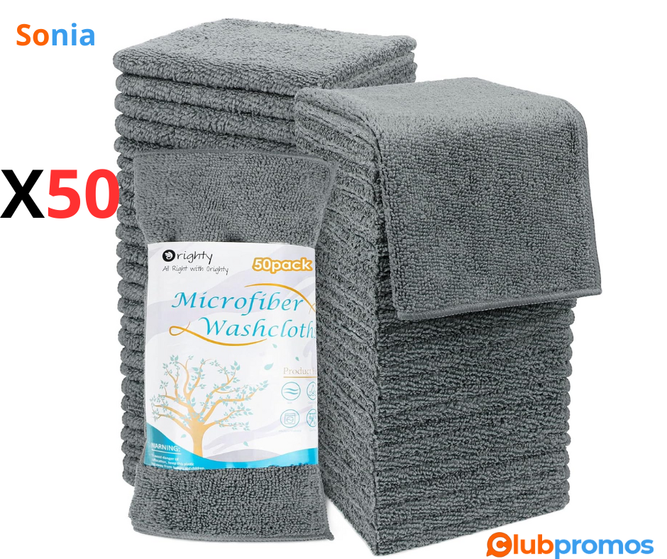 Bon Plan Lot de 50 Gants de Toilette en Microfibre Orighty, 18,99€ sur Amazon.png